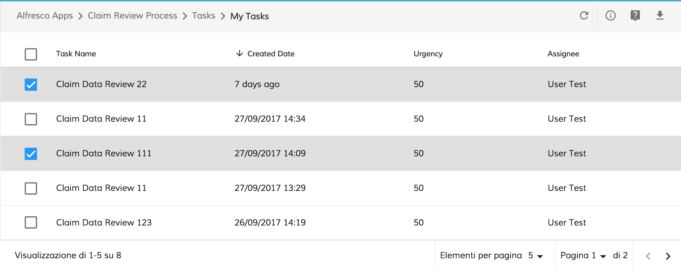 Tasklist multiselection